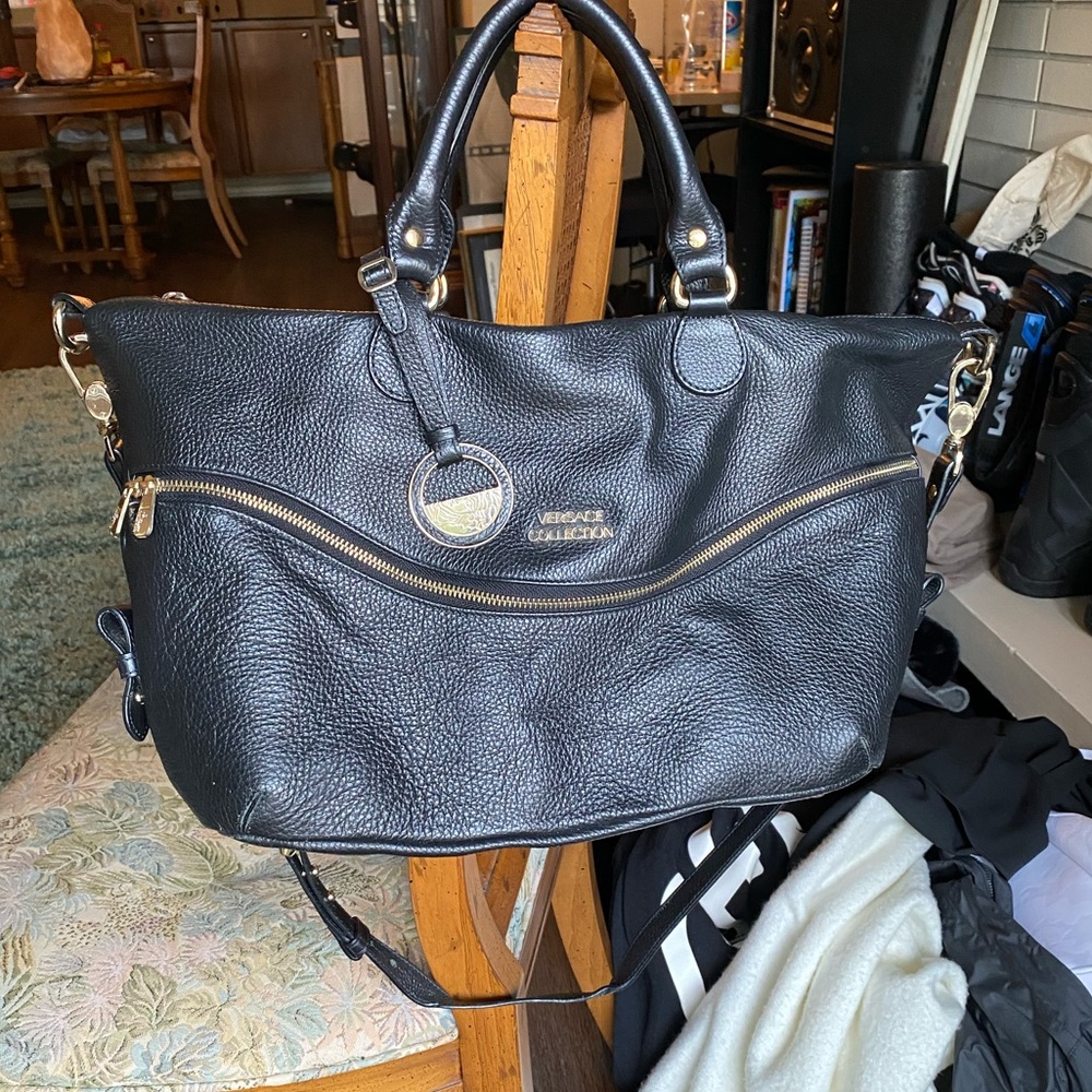 AUTHENTIC Versace collection black leather purse